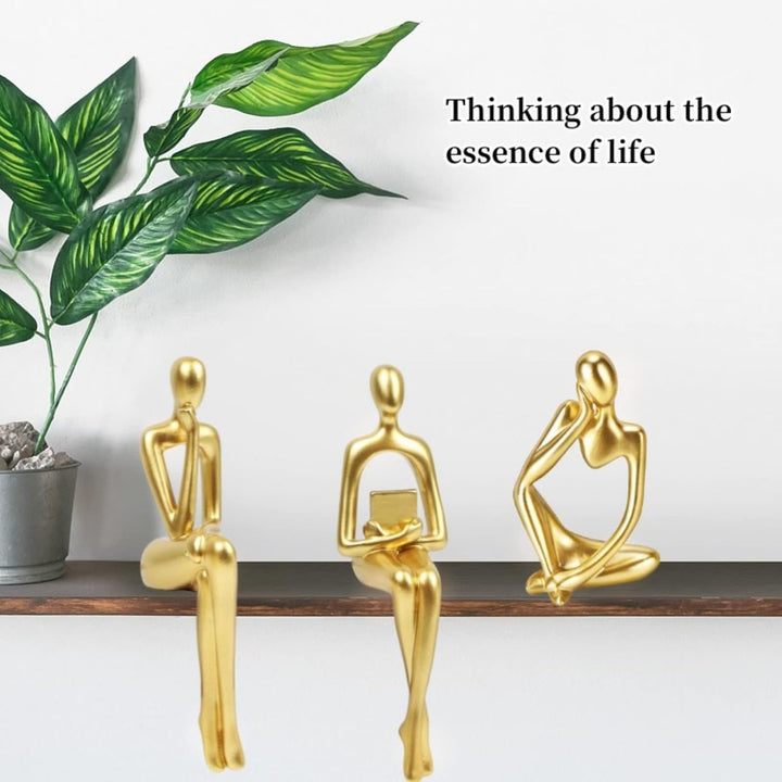 Gold Thinker Statue Set of 3 - Modern Decor