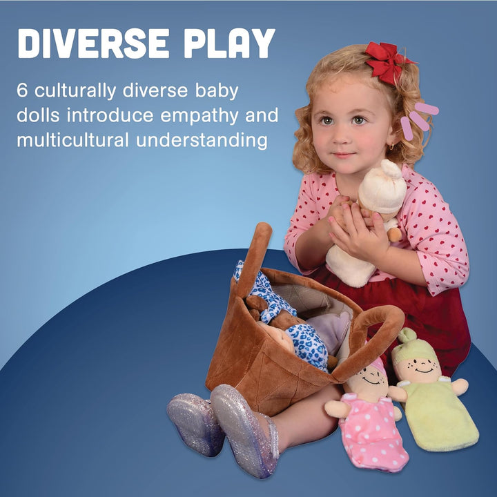 Creative Minds Basket of Babies Soft Baby Dolls, Sensory Toys, Multicultural, Diversity, Inclusion and Social Emotional Learning, Baby Toys for All Ages, Set of 6 Plush Dolls, Multicolor