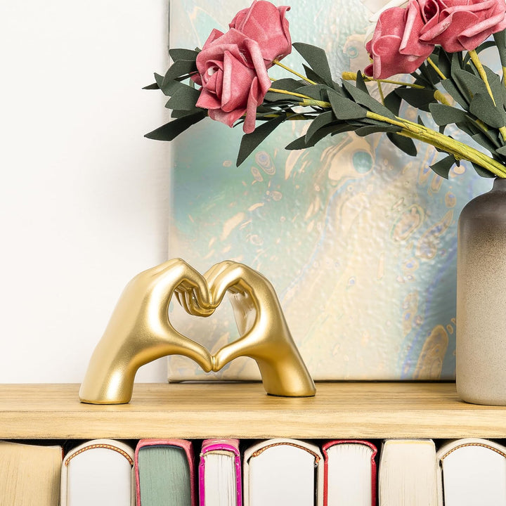 Gold Heart Hands Sculpture - Home Decor
