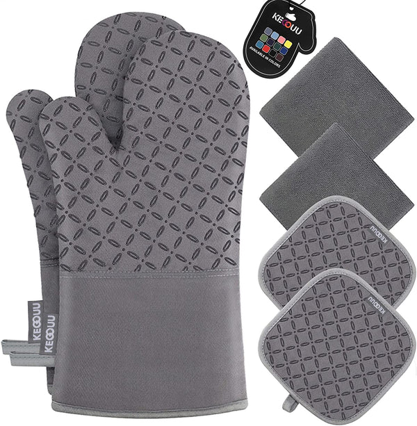 6Pcs Heat-Resistant Oven Mitts & Potholders