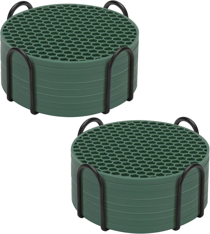 Silicone Coasters Set of 8 with Holder