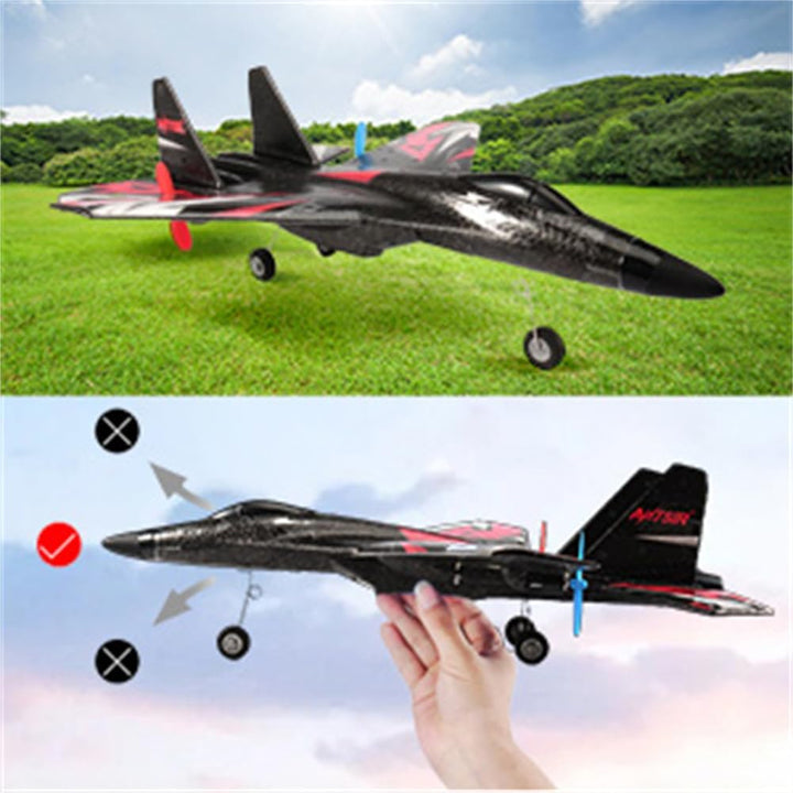 New Upgrade SU27 RC Airplane, Remote Control Fighter Toys, 2.4Ghz 6-Axis Gyro Stabilizer RTF Glider Aircraft Plane with 2 Batteries Easy to Fly Outdoor Toy for  Kids Beginners Boys