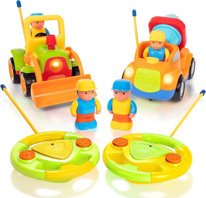 Cartoon Remote Control Car - 2-Pack  and Race Car Toddler Toys - RC Cars for Kids with Different Frequencies - Easy Remote Control Toy and Thoughtful Gifts for Boys and Girls