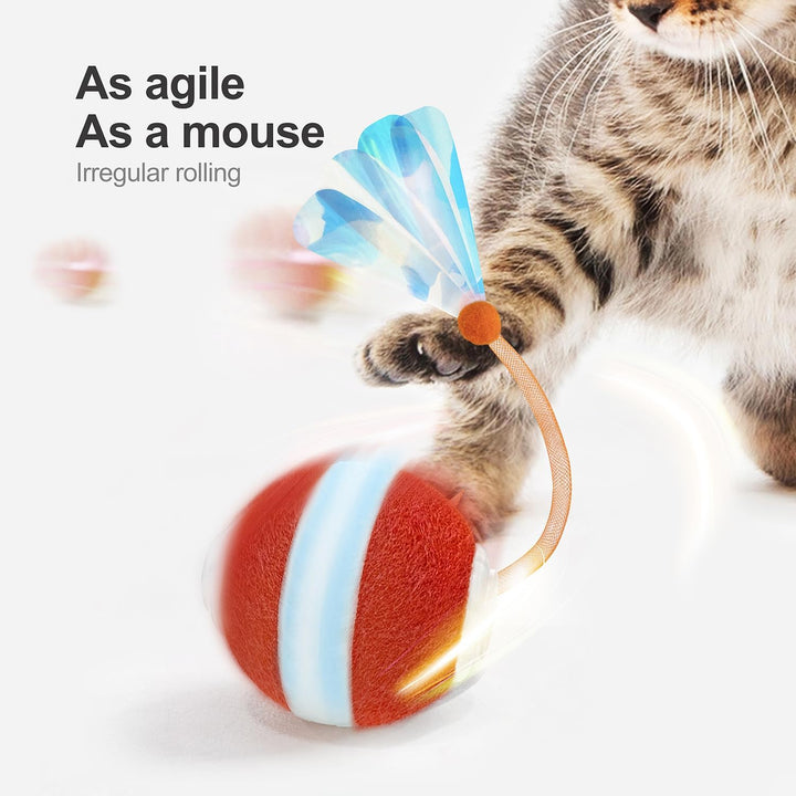 Interactive Cat Toys for Indoor Cats,The 3Rd Generation Agile Moving Cat Ball with Elastic Mesh Tail,Automatic Kitten Toys for Bored Indoor Adult Cats,Motion Activated