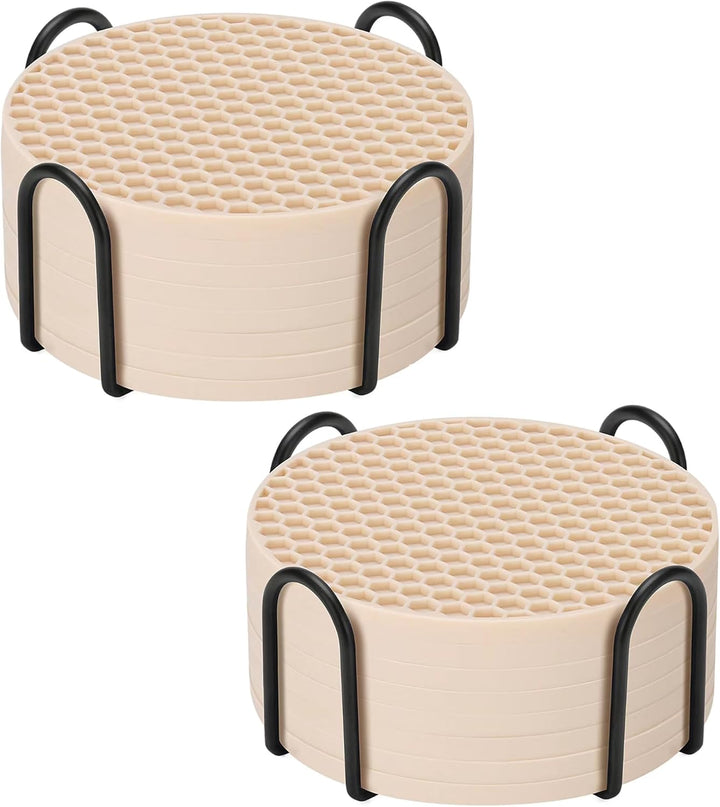 Silicone Coasters Set of 8 with Holder