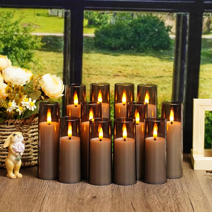 Grey LED Flameless Candles Set (12)
