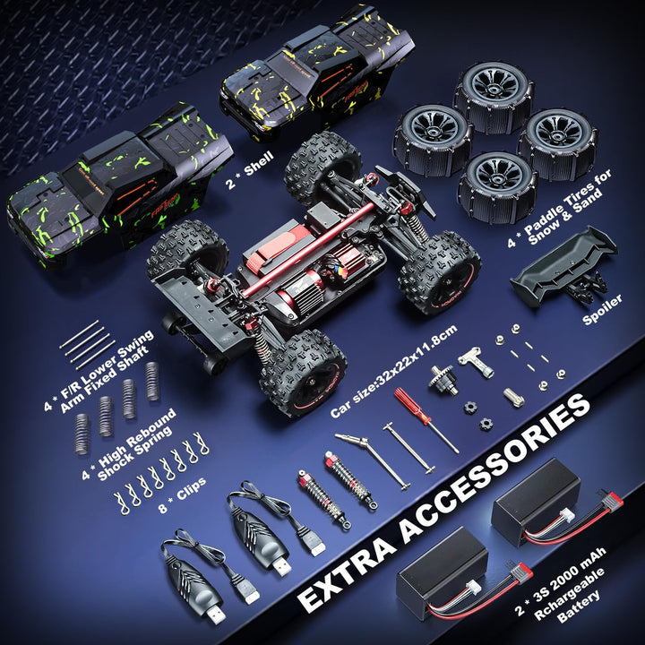 1/14 Brushless RC Cars for  Fast 50+ Mph, RC Trucks 4X4 Offroad Waterproof, Electric Powered High Speed Remote Control Car, Scary Fast Extreme RC Truggy with 3S Battery for Snow Sand