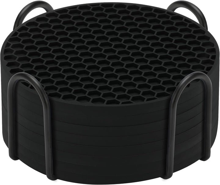 Silicone Coasters Set of 8 with Holder