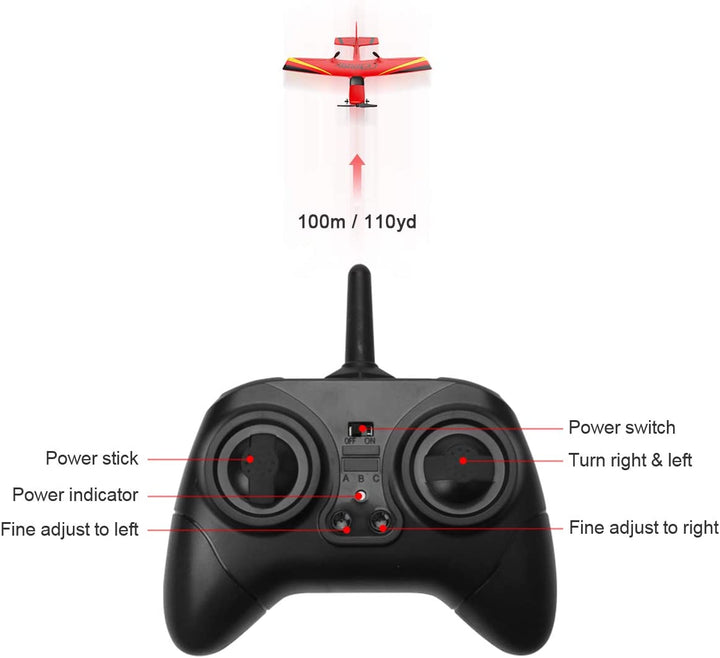2 CH RC Airplane, RC Plane Ready to Fly, 2.4Ghz Remote Control Airplane, Easy to Fly RC Glider for Kids & Beginners (Red)