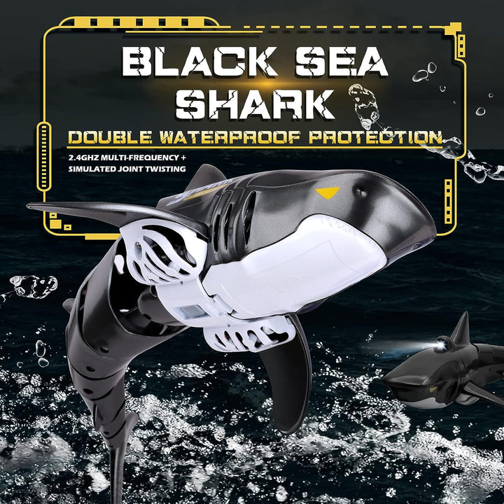 2.4G Remote Control Shark Toy 1:18 Scale High Simulation Shark for Swimming Pool Bathroom - Great Gift RC Boat Toys for 6+ Year Old Boys and Girls (With 2 Batteries)