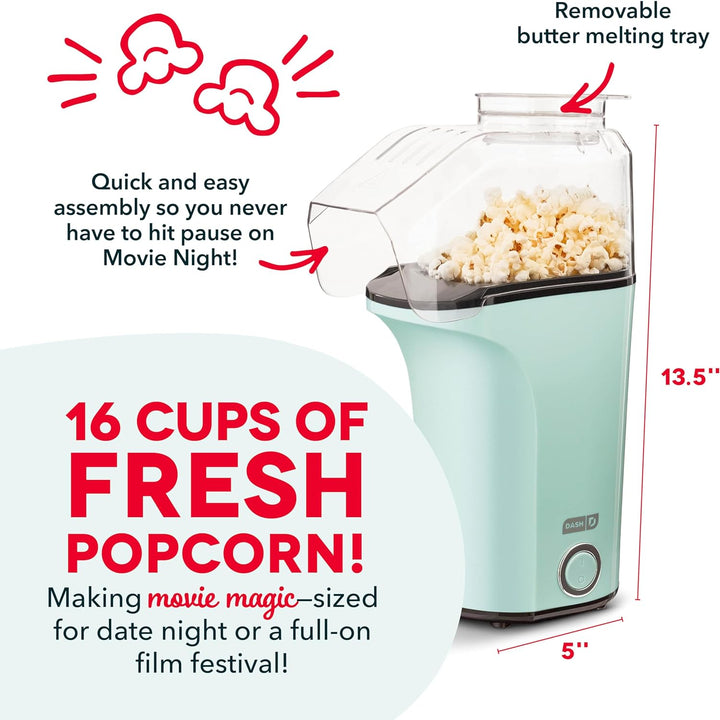 Hot Air Popcorn Maker – 16 Cups Aqua