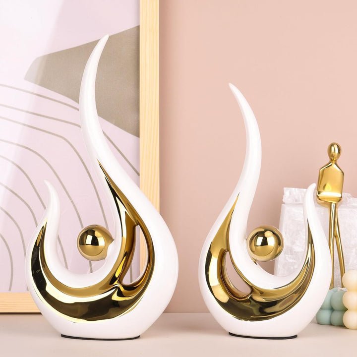 Modern White & Gold Ceramic Décor Set