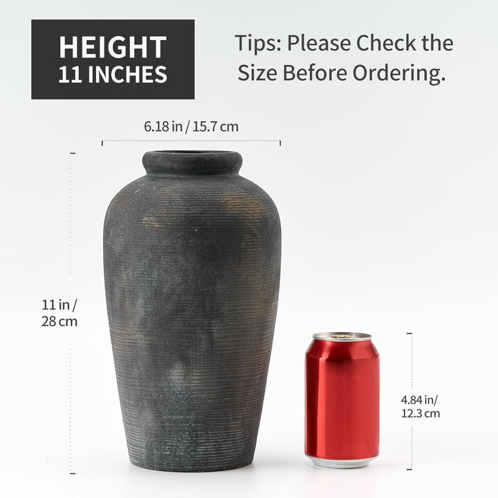 Rustic Bronze Ceramic Vase 11 Inch