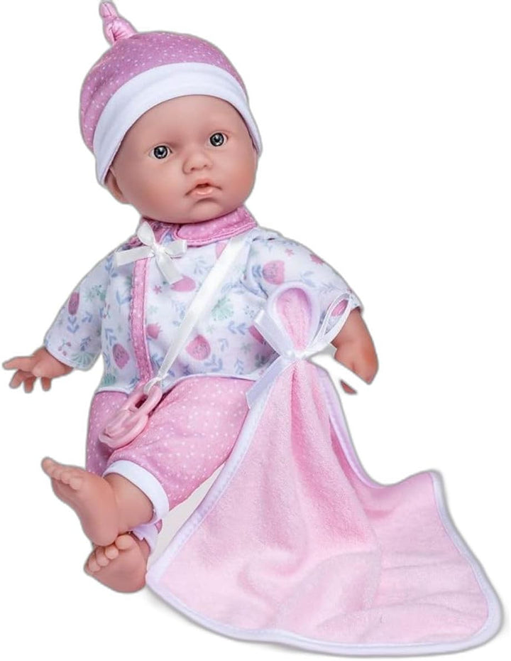 La Baby Caucasian Baby Doll Set – 11 Inch Soft Baby Doll | Washable |Removable Pink Outfit W/ Hat & Blanket | for Children 12 Months +