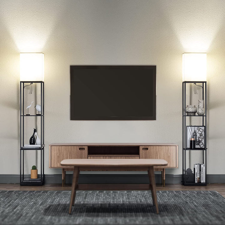 Modern Shelf Floor Lamp - Black