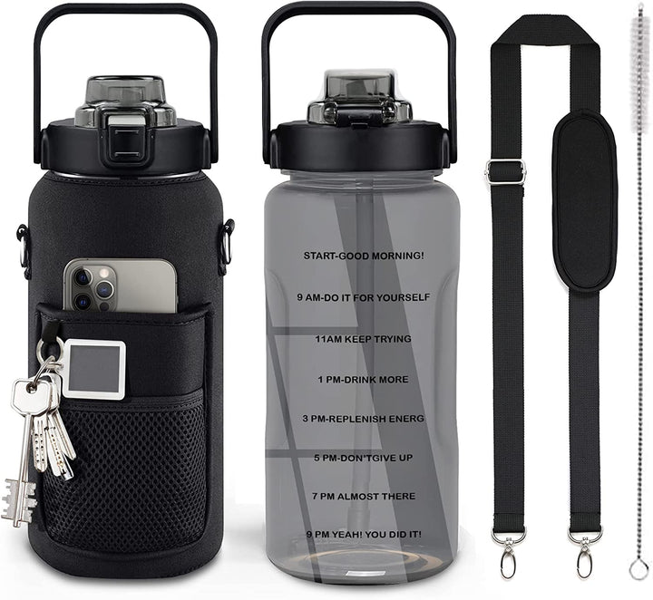 64oz Motivational Water Bottle with Sleeve