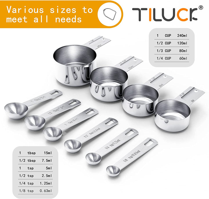 Steel Measuring Cups & Spoons Set (10)