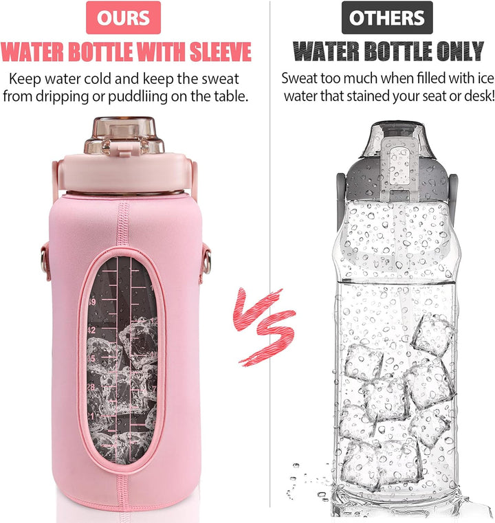 64oz Motivational Water Bottle with Sleeve