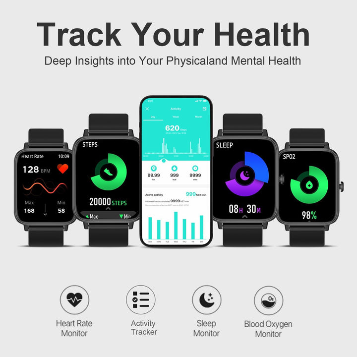 Smart Watch for Men Women Smartwatch 1.83" for   Android Phone Compatible, Fitness Tracker Watch with Pedometer, Heart Rate/Sleep Monitor, Blood Oxygen, IP68 Waterproof