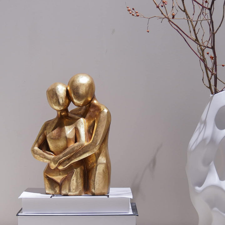Modern Gold Hugging Couple Statue