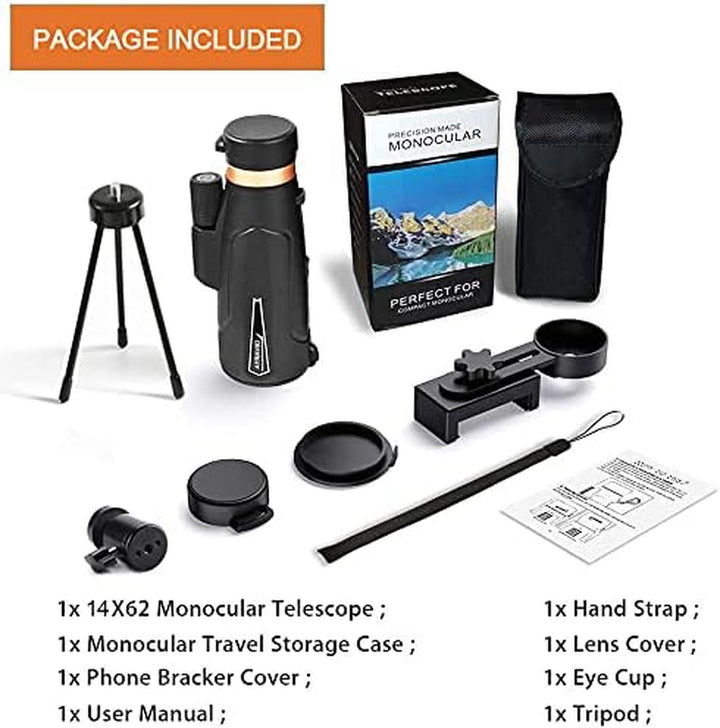 12X60 Monocular Telescope with Smartphone Holder & Upgraded Tripod, High Powered SMC & BAK4 Scope, Birthday Gifts for Men Dad Him Husband Teen, White Elephant Gift, Outdoors Survival Hiking Gear