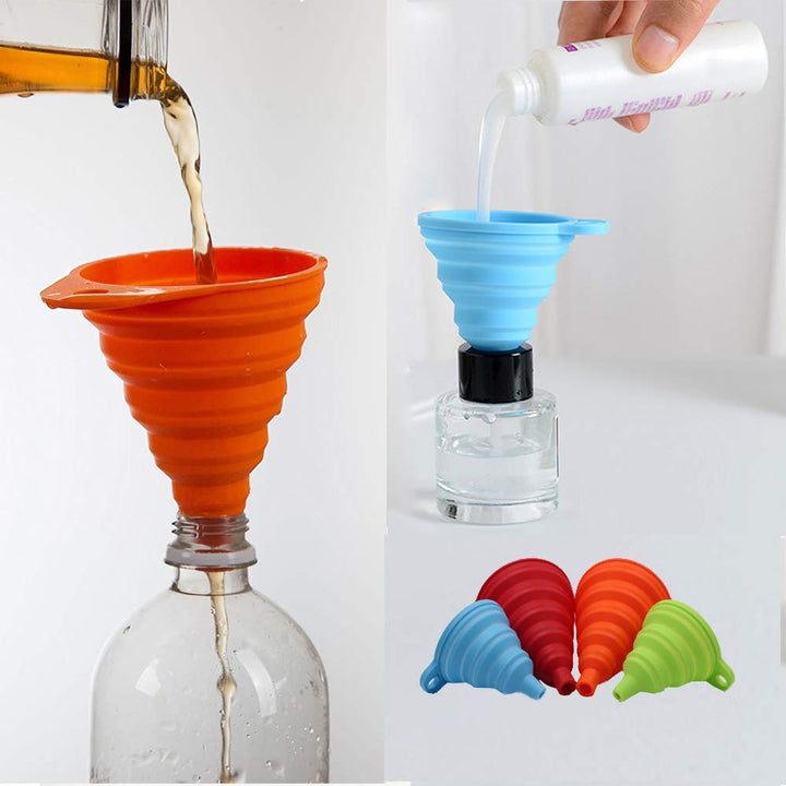 4-Pack Collapsible Silicone Funnels