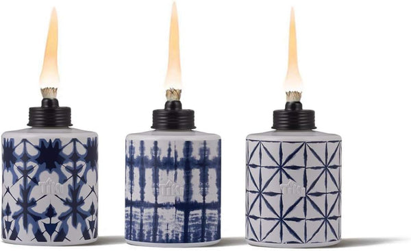 Blue Glass Tabletop Torches, 3-Pack