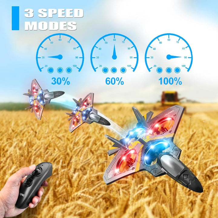 V17 Foam Remote Control Airplanes Rc Planes for Kids  4-7 8-16, Remote Control Planes Fighter Jet with Light, 360° Flip Fighter Jet Toy, Gravity Sensing, Stunt Roll, Gifts for Kids Boys