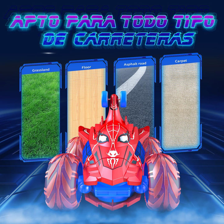 Spider Remote Control Car Rc Cars Toys,Cool Rechargeable Stunt Rc Car with 360 Flips 4WD Wheel with Bright Light,Fun Outdoor Toys Gifts for Kids Birthday or Chritmas Age 4 5 6 7 8 9 10 11 12 Years Old