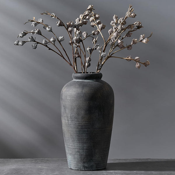Rustic Bronze Ceramic Vase 11 Inch