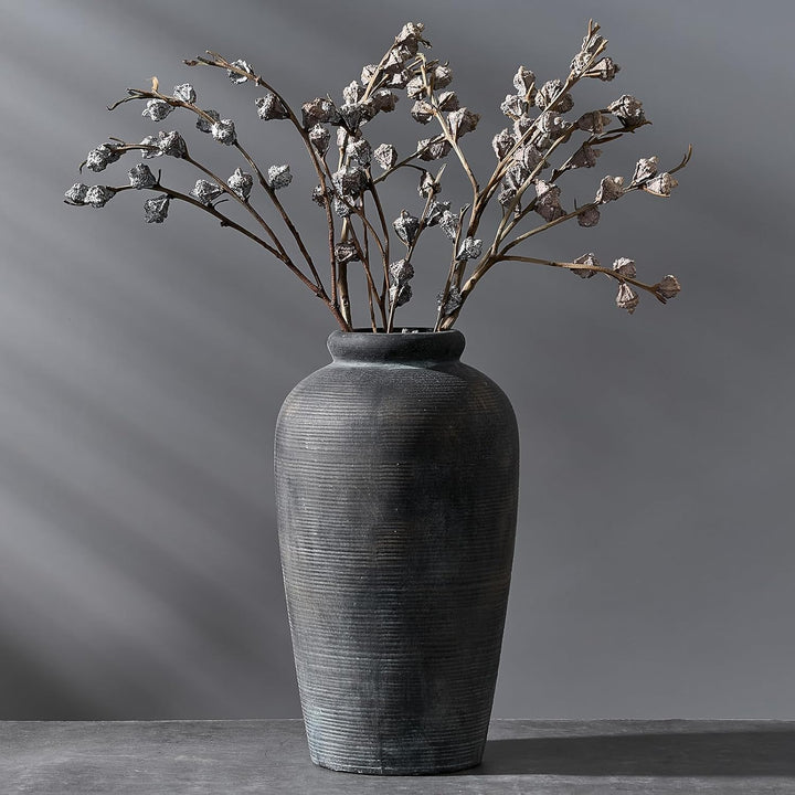 Rustic Bronze Ceramic Vase 11 Inch
