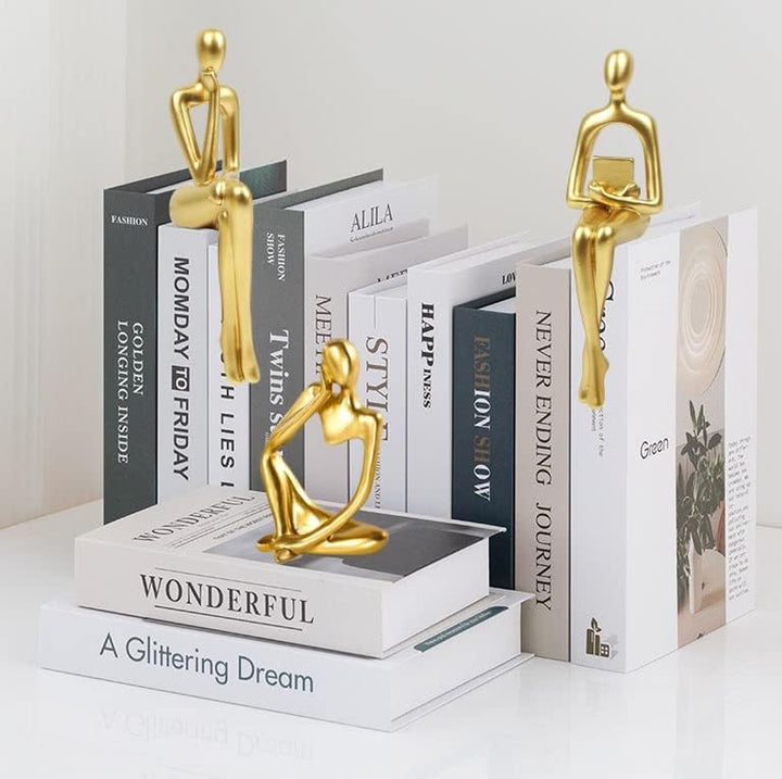 Gold Thinker Statue Set of 3 - Modern Decor