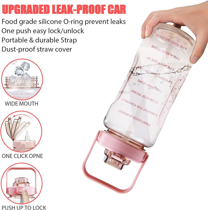 64oz Motivational Water Bottle with Sleeve