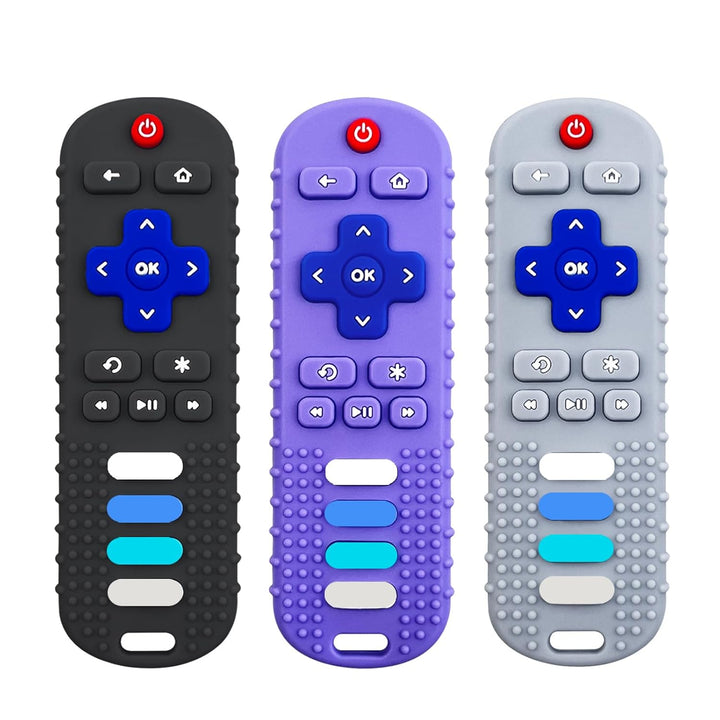 2Pcs Silicone Teething Toys, Remote Control Shape Teethers for Babies Remote Teething Toys, Silicone TV Remote Teether BPA Free/Refrigerator Safe