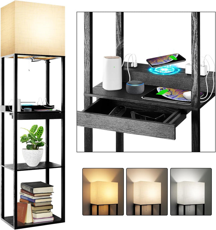 Modern Shelf Floor Lamp with Storage