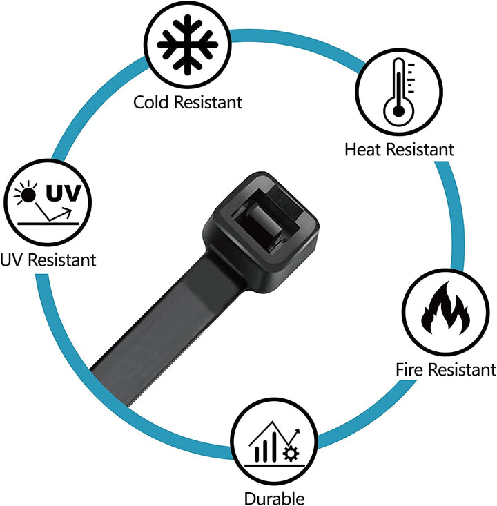 400 Pack Assorted Black Cable Ties