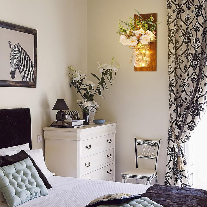 Rustic Mason Jar Wall Sconces with LED Lights