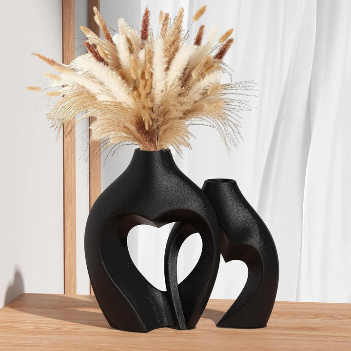 Heart Shaped Ceramic Vases Set of 2
