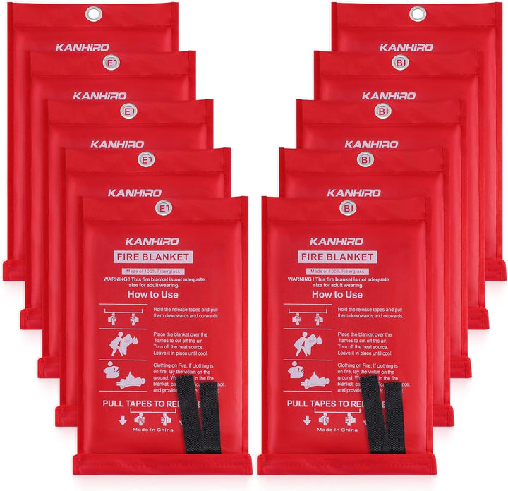 Emergency Fire Blanket for Home Kitchen - Fiberglass Fire Suppression Blanket Great for School, Fireplace, Grill, Car, Office, Warehouse (4 Pack, 39 in X 39 In)