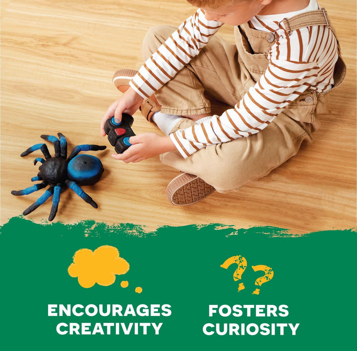– Remote Control Spider for Kids – RC Tarantula with LED Eyes – Realistic Animal & Moving Legs – Fast-Moving & 360 Spin – Blue Tarantula – 6 Years +
