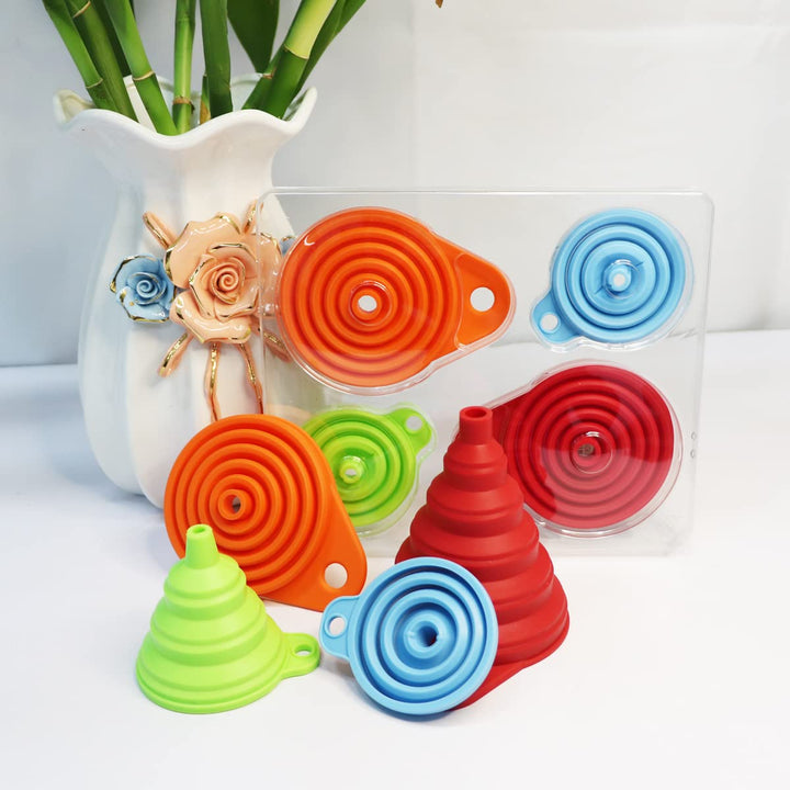 4-Pack Collapsible Silicone Funnels