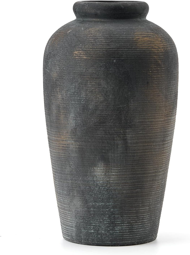 Rustic Bronze Ceramic Vase 11 Inch