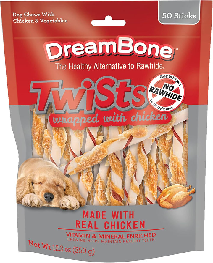 Real Chicken Twist Sticks for Dogs - 50 Ct