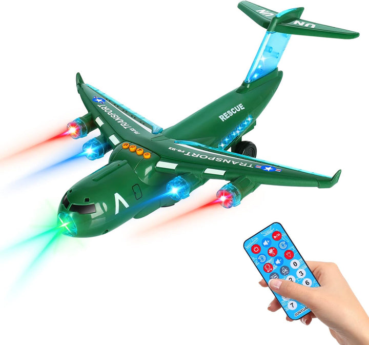 Airplane Toy Infrared Remote Control Plane Toys Helicopter with Lights and Music Aeroplane Toys for 3 4 5 6 7 8 Year Old Boys Girls Kids Gift White