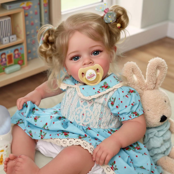 Lifelike Reborn Baby Dolls - 18 Inch Realistic-Newborn Baby Dolls Blond Girl Handmade Real Life Toddler Dolls with Clothes for Kids Age 3+