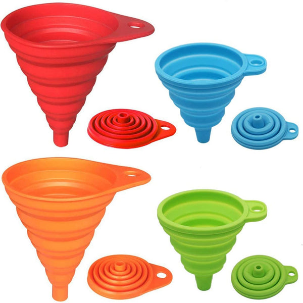 4-Pack Collapsible Silicone Funnels