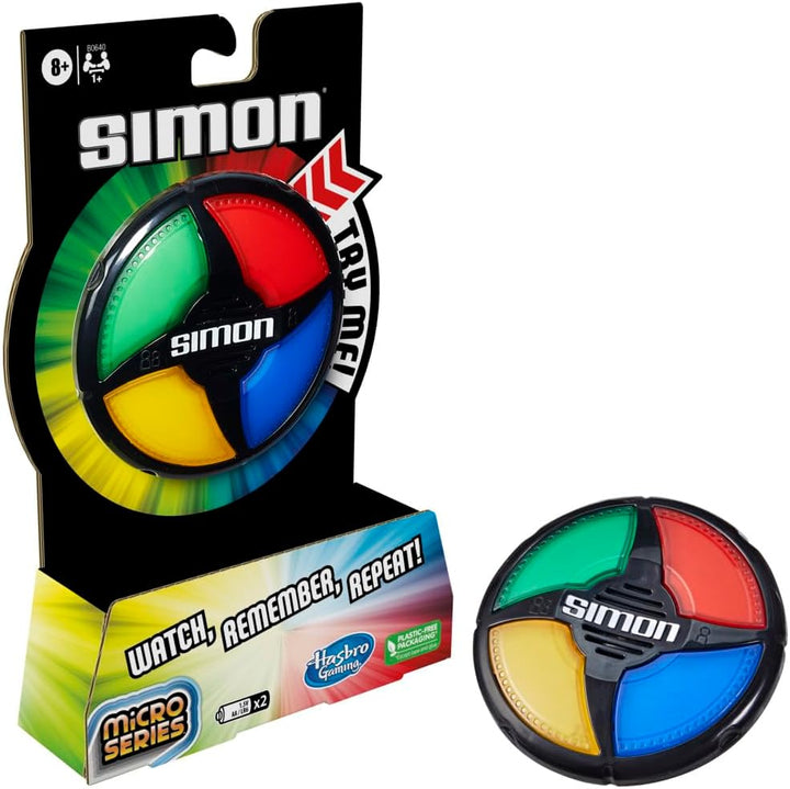 Simon Micro Series Electronic Game for 1 or More Players, Classic Simon Gameplay in a Compact Size, Fun Party Game for Kids Ages 8+