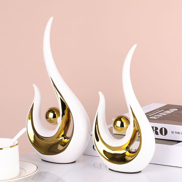 Modern White & Gold Ceramic Décor Set