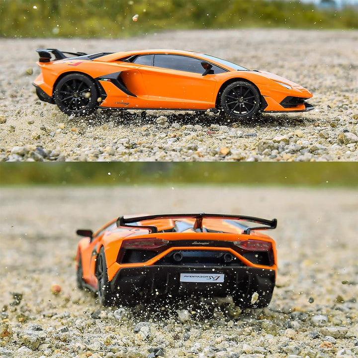 Remote Control Car Licensed RC Car, 1:24 Lambo Toy Car for Kids, Lambo Aventador SVJ Remote Control Model Car Electric Sport Racing Hobby Car for 3 4 5 Year Old Boy Birthday Gift (Orange)