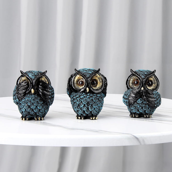 3 Wise Owl Figurine for Shelf Decor